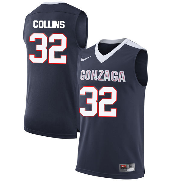Men #32 Zach Collins Gonzaga Bulldogs College Basketball Jerseys-Navy - Click Image to Close